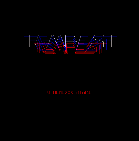 Tempest attract mode: the blue tube web on the color Quadrascan vector display